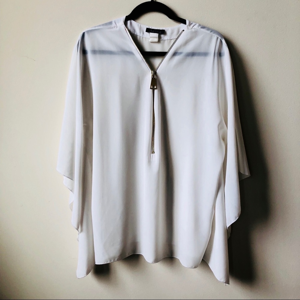 Sheer white zipper top